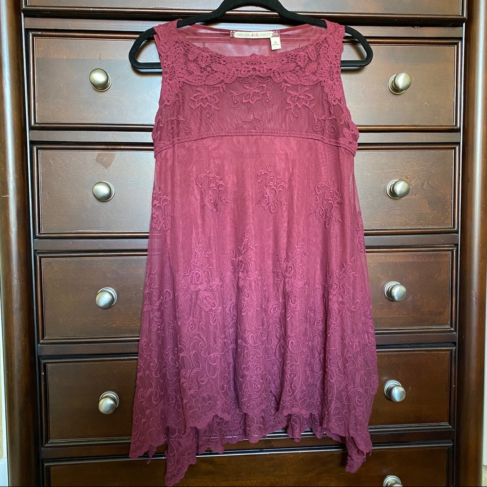 NWOT Chelsea & Violet Mesh Embroidered Boho Tank